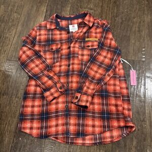 New! Simply Southern Shacket Jacket Shirt Red Plaid Sherpa Medium Button Front